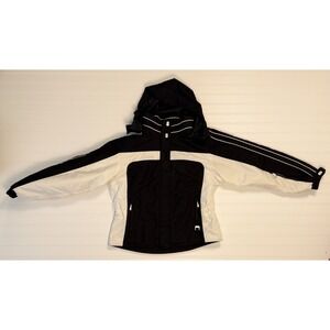 Vintage 90s OSSI Skiwear Women 10 Colorblock Blk/Wht Ski Jacket Hood Winter Coat
